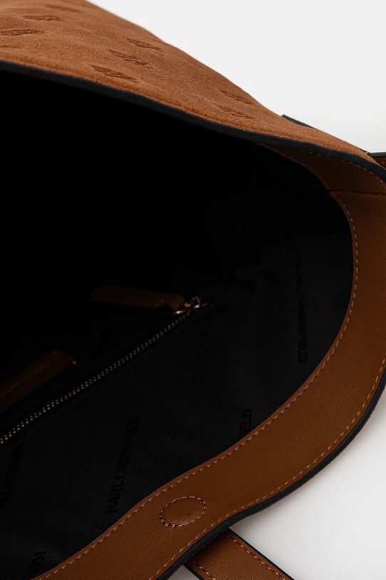 Karl Lagerfeld torebka zamszowa K/AUTOGRAPH B1W30105 brązowy