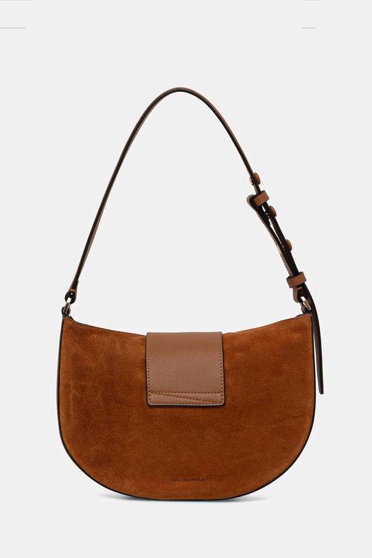 Akcesoria Karl Lagerfeld torebka zamszowa K/SIGNATURE B1W30196 brązowy