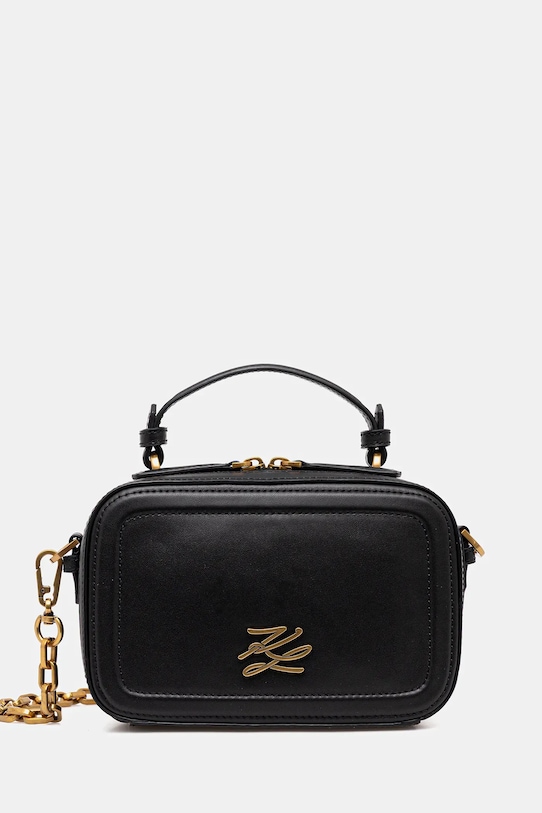 Karl Lagerfeld torebka skórzana K/AUTOGRAPH skóra licowa czarny B1W30269
