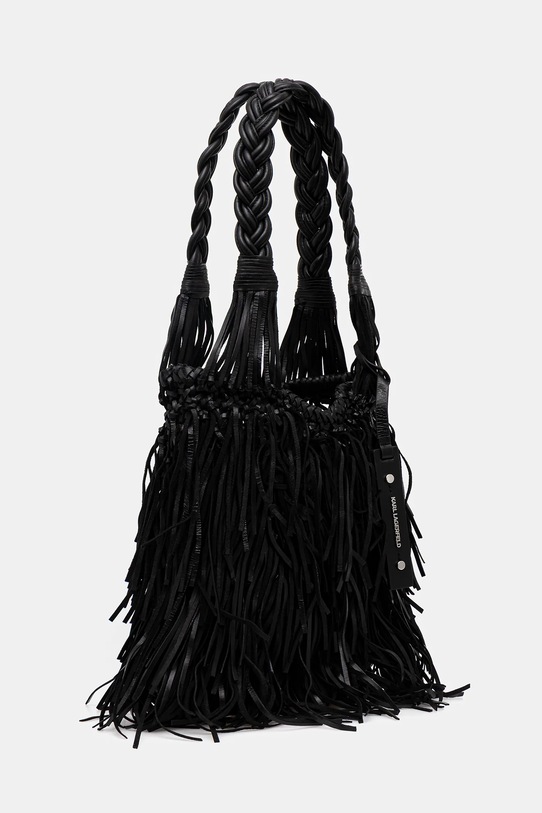 Karl Lagerfeld torebka skórzana K/WEAVE B1W30275 czarny SS26