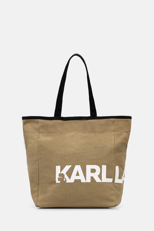 Karl Lagerfeld torebka bawełniana K/ESSENTIAL mieści A4 zielony B1W50050