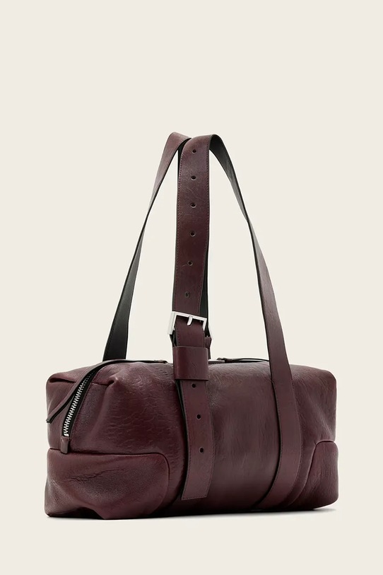 Akcesoria AllSaints torebka skórzana W493XD bordowy