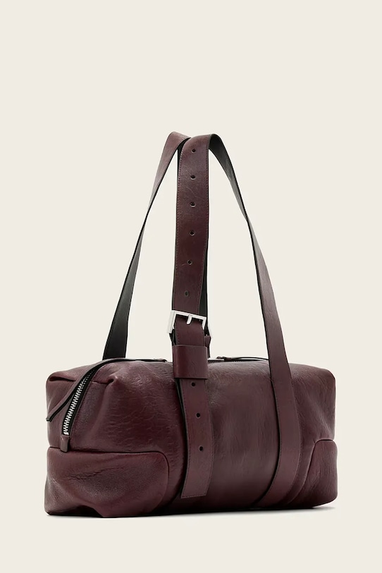 Akcesoria AllSaints torebka skórzana W493XD bordowy