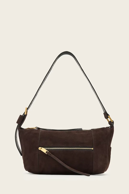 AllSaints torebka zamszowa nie mieści A4 brązowy W346XD