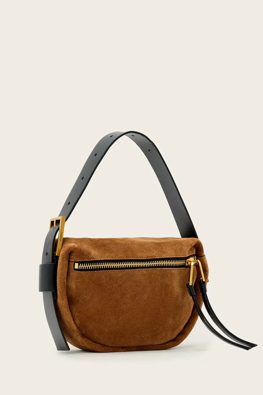 Akcesoria AllSaints torebka zamszowa W564XD brązowy