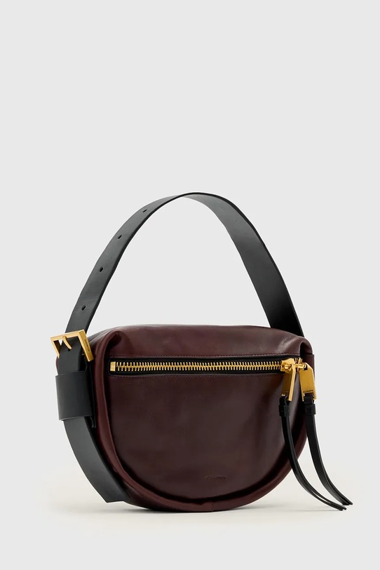 Akcesoria AllSaints torebka skórzana W562XD bordowy