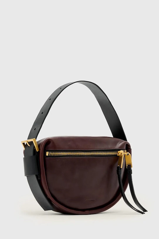 Akcesoria AllSaints torebka skórzana W562XD bordowy