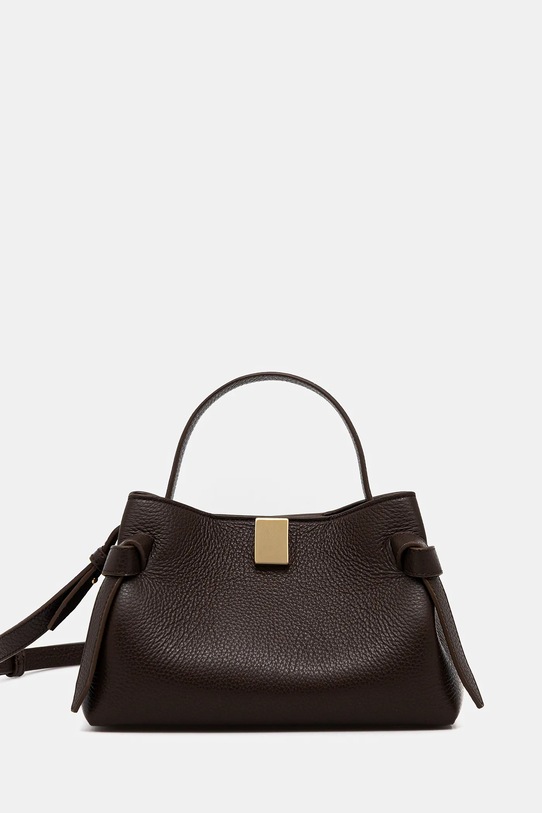 Τσάντα σουέτ Yuzefi GYOZA δέρμα σαμουά καφέ YUZCO.HB.MGZ.L038