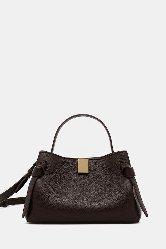 Τσάντα σουέτ Yuzefi GYOZA δέρμα σαμουά καφέ YUZCO.HB.MGZ.L038