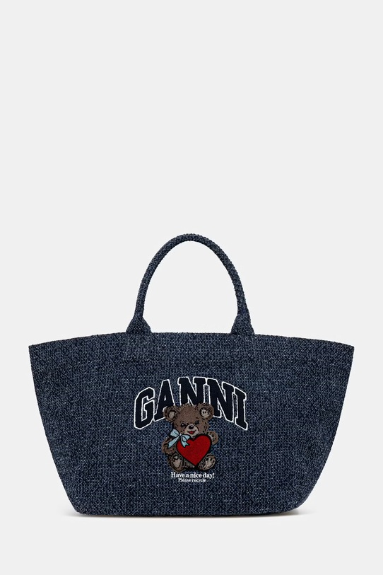 GANNI torebka tote damska bawełniana niebieski B2110041