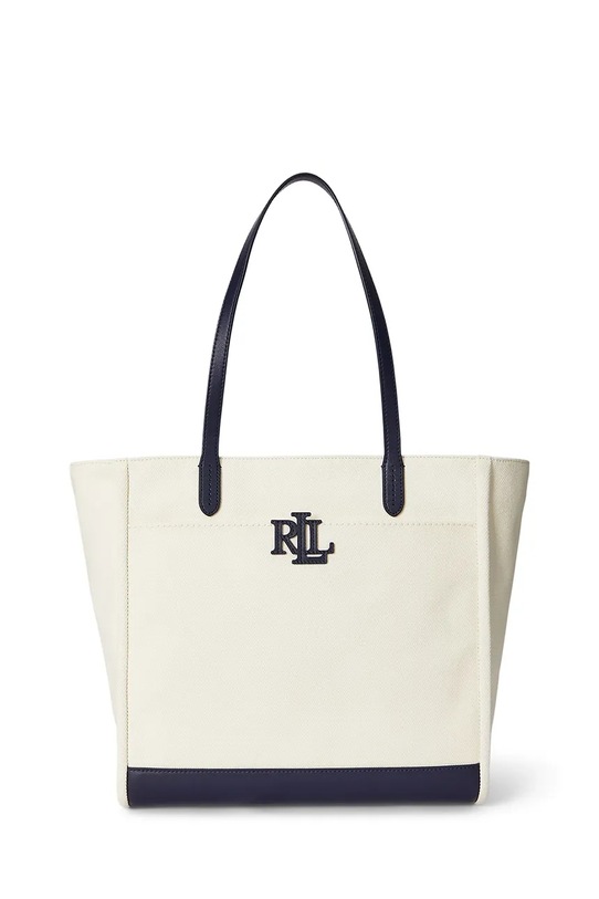 Lauren Ralph Lauren torebka bawełniana skóra licowa beżowy 431982234