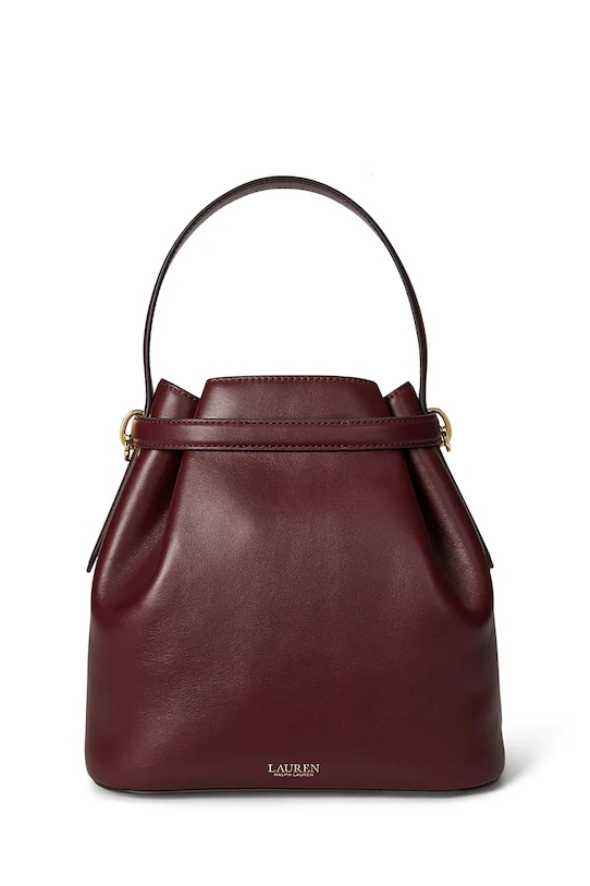 Lauren Ralph Lauren torebka skórzana 431982787 bordowy SS26