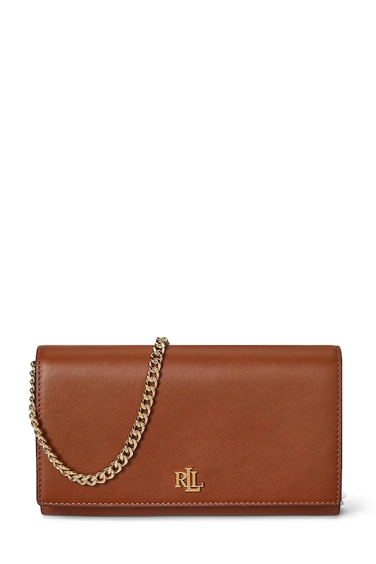 Lauren Ralph Lauren torebka skórzana skóra licowa brązowy 432980206