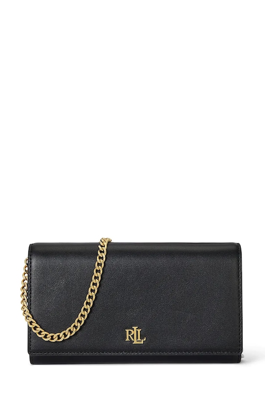 Lauren Ralph Lauren torebka skórzana skóra licowa czarny 432980206