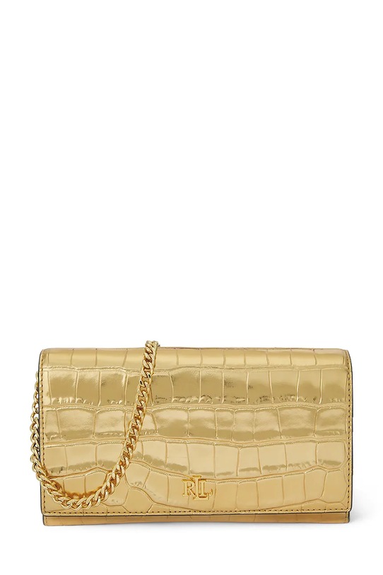 Kožená kabelka Lauren Ralph Lauren nášivka béžová 432P04760