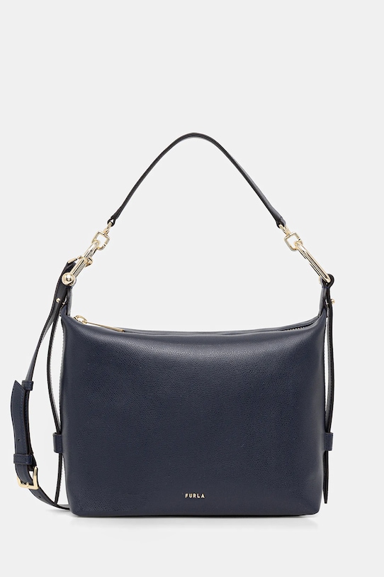 Furla poșetă de piele Tonie M Hobo uni bleumarin WB01964.A.0023.2676S