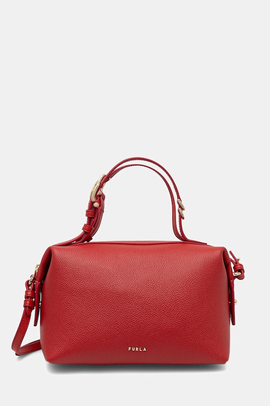 Furla torebka skórzana Double Mini Boston Bag nie mieści A4 czerwony WE00870.BX3036.4484S