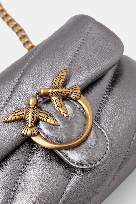 Pinko crossbody torbica ženska usnjena srebrna 100040.A360