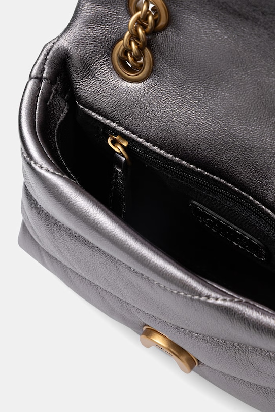 Pinko crossbody torbica ženska usnjena 100040.A360 srebrna