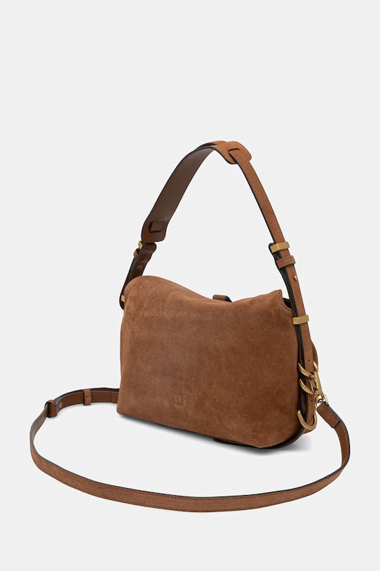 Akcesoria Pinko torebka crossbody damska zamszowa Horizontal 105895.A0F6 brązowy