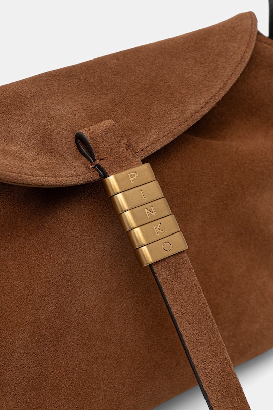 Pinko torebka crossbody damska zamszowa Horizontal brązowy 105895.A0F6