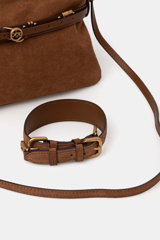 Pinko torebka zamszowa brązowy 106176.A0F6