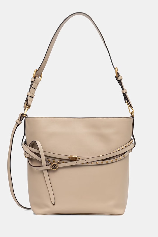 Pinko torebka worek damska skórzana beżowy 106339.A0QO