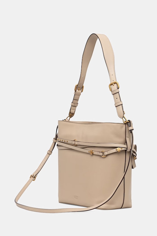 Akcesoria Pinko torebka worek damska skórzana 106339.A0QO beżowy