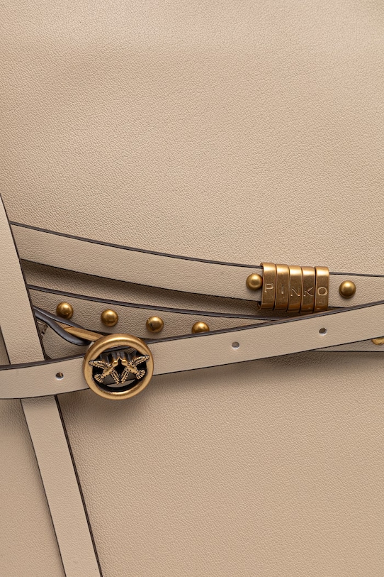 Pinko torebka worek damska skórzana beżowy 106339.A0QO