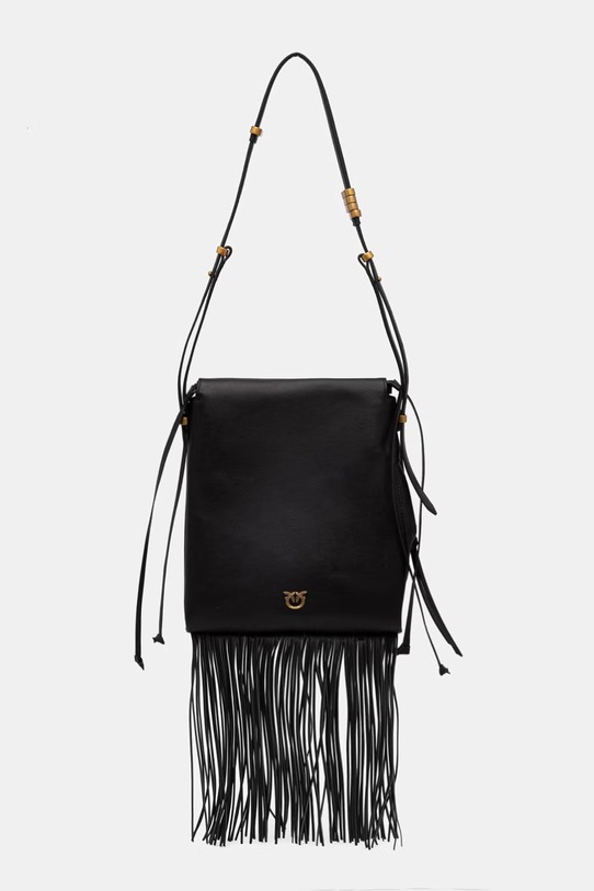 Δερμάτινη τσάντα Pinko λείο δέρμα μαύρο 106448.A0QO