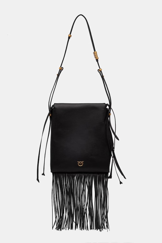 Δερμάτινη τσάντα Pinko λείο δέρμα μαύρο 106448.A0QO