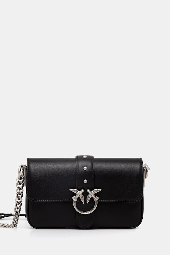 Kožená kabelka Pinko usňová koža čierna 105353.A0QO