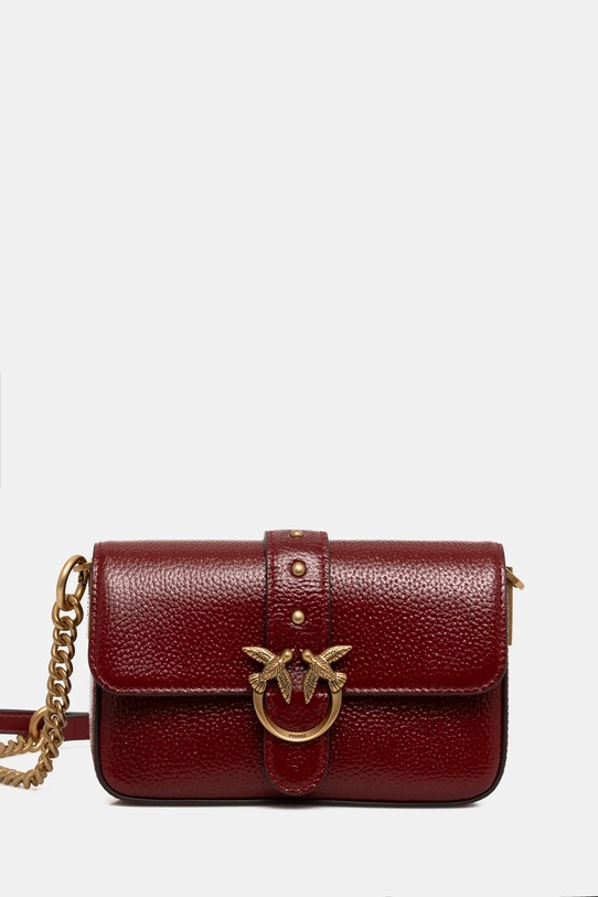 Pinko torebka skórzana skóra licowa bordowy 105353.A2X6