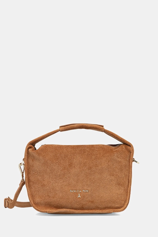 Patrizia Pepe torebka zamszowa nie mieści A4 brązowy 8B0316.L152
