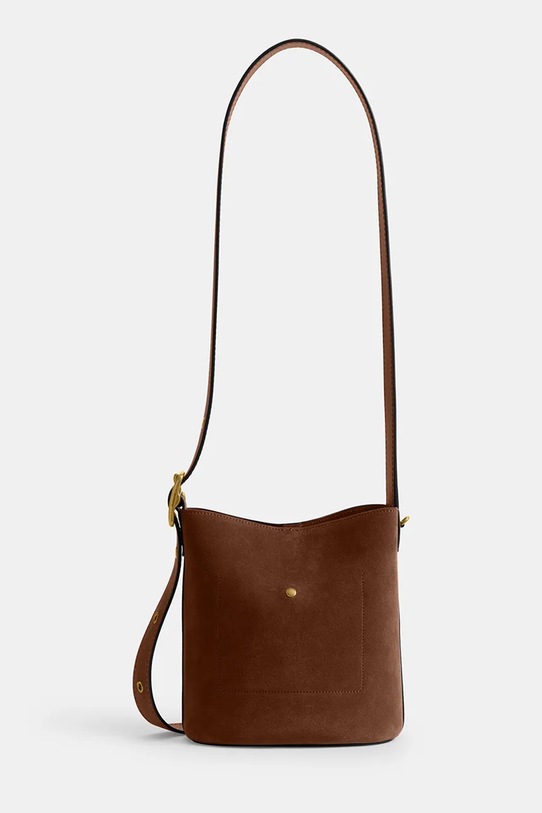 Akcesoria Coach torebka zamszowa Suede Bleecker Bucket 21 CCW84 brązowy