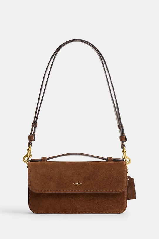Coach torebka zamszowa Suede Elora nie mieści A4 brązowy CCY31