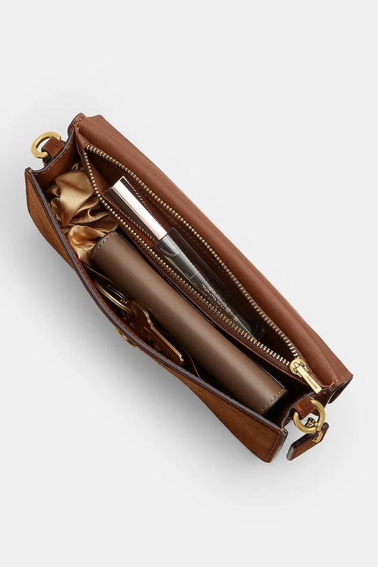 Coach torebka zamszowa Suede Elora brązowy CCY31