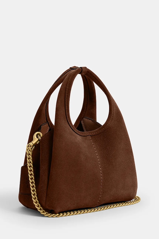 Akcesoria Coach torebka zamszowa Lana 19 CCY33 brązowy