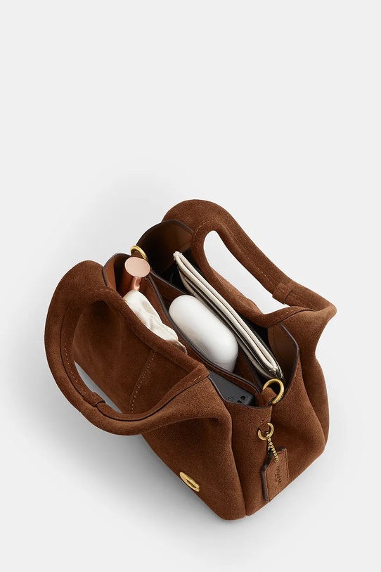 Coach torebka zamszowa Lana 19 brązowy CCY33