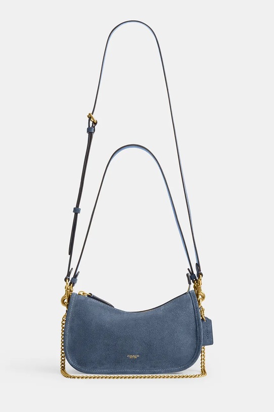 Akcesoria Coach torebka zamszowa Suede Waverly CDD78 niebieski