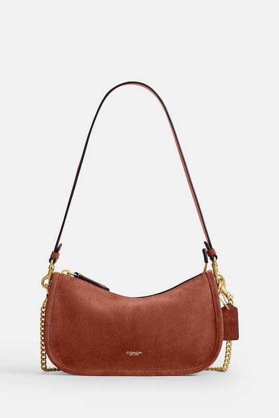 Coach torebka damska skórzana Suede Waverly brązowy CDD78