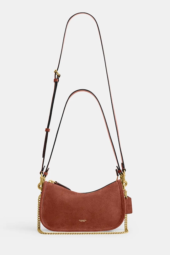 Coach torebka damska skórzana Suede Waverly CDD78 brązowy SS26