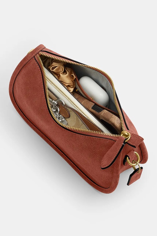 Coach torebka damska skórzana Suede Waverly CDD78 brązowy