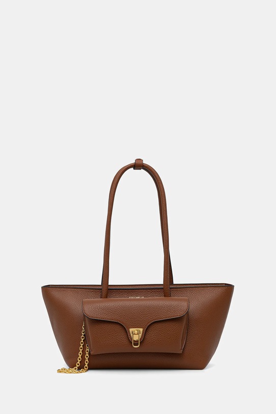 Coccinelle torebka skórzana DOUBLE BEAT skóra licowa brązowy E1.T8A.11.03.01