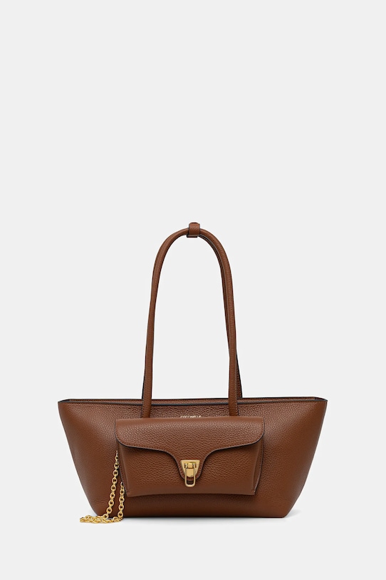 Coccinelle torebka skórzana DOUBLE BEAT skóra licowa brązowy E1.T8A.11.03.01