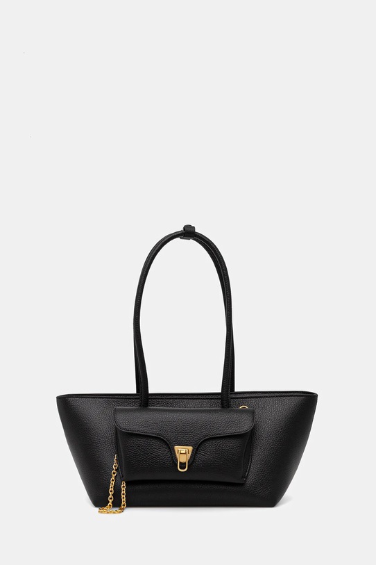 Coccinelle torebka skórzana DOUBLE BEAT skóra licowa czarny E1.T8A.11.03.01