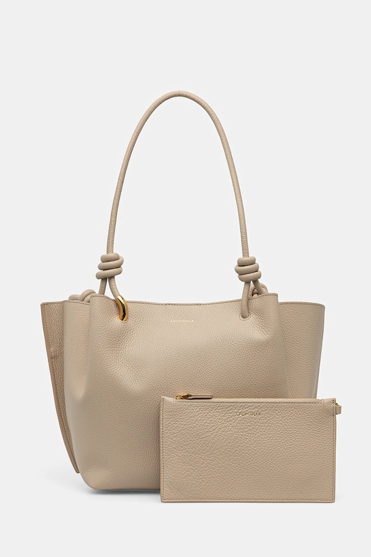 Coccinelle torebka skórzana FINN skóra licowa beżowy E1.U07.11.02.01