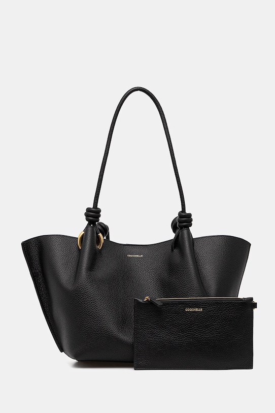 Coccinelle torebka skórzana FINN skóra licowa czarny E1.U07.11.02.01