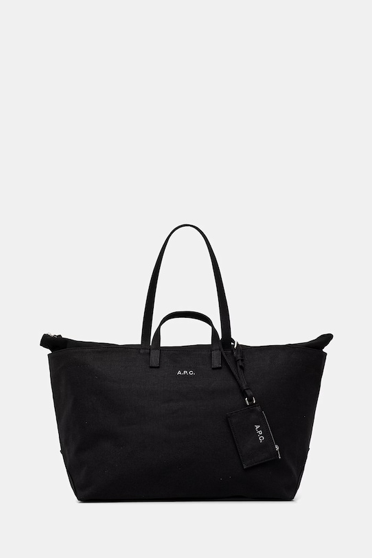 A.P.C. torebka bawełniana LE DRUMMER TOILE mieści A4 czarny COHMP.F67046