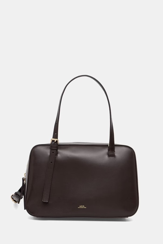 A.P.C. чанта crossbody дамска от кожа SAC VIRGINIE BOX кафяв PXBMW.F67017